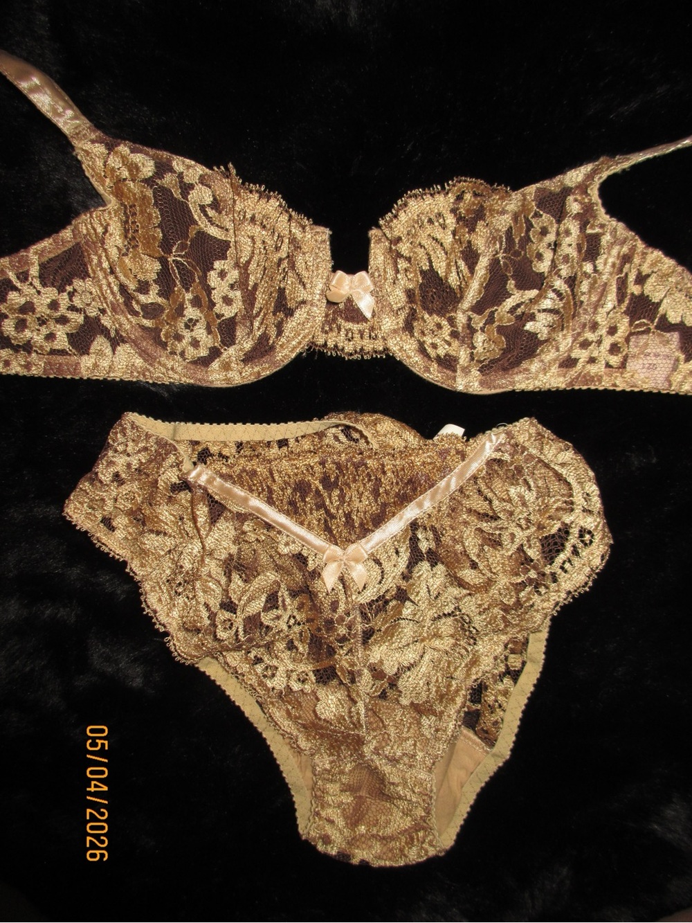 Gold Lace Petite Aubade 1990s Lingerie Set